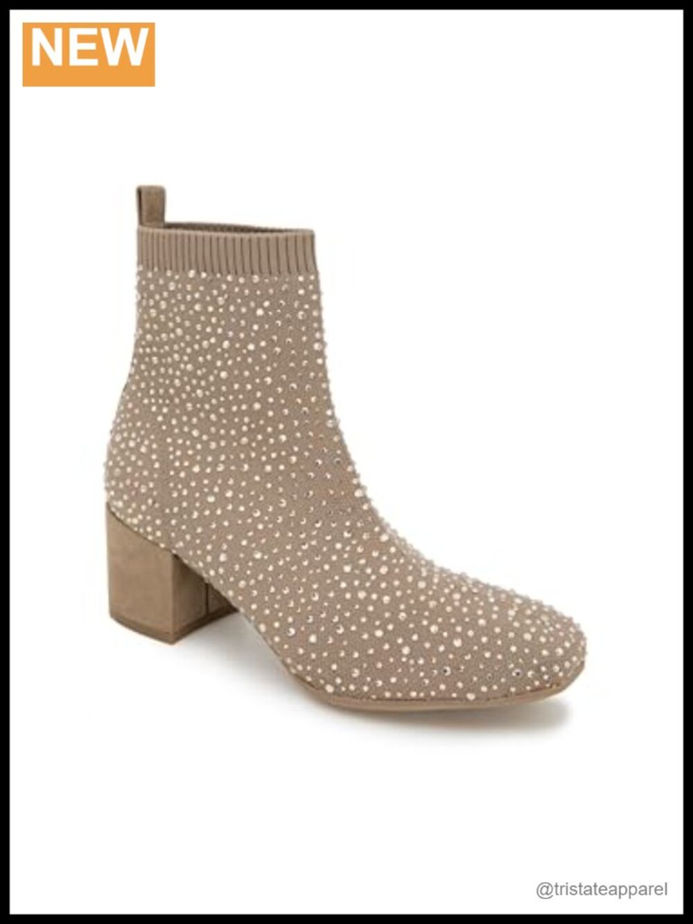 Stretch Knit Ankle Bootie Block Heel Pull-On Closed Toe Casual